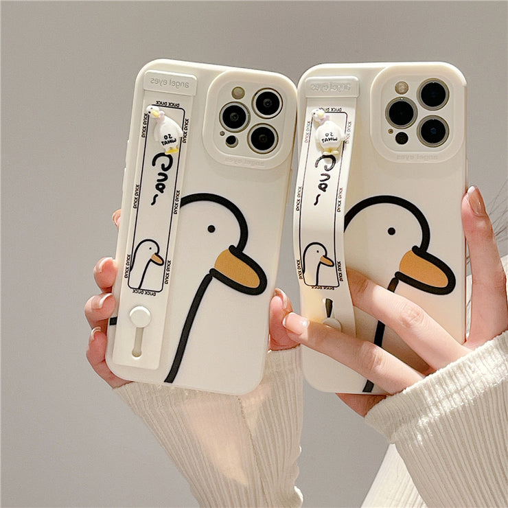 Crazy Duck iPhone 14 Case + Wristband, Duck with a knife cute  iPhone 14 Case iphone case 1   