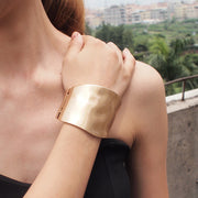 Gold Chunky Cuff Bracelet, Wrist Bangle, Oversized Statement Bracelet - Color: gold, silver, frosted gold 1 1   