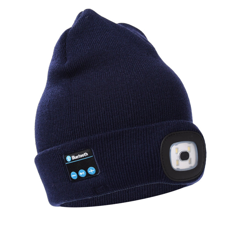 Bluetooth LED Beanie Hat, Dual stereo headphones warm hat bluetooth 5.0 headset LED lighting wireless music player dimmable light mobile phone call hats 1 1 Tibetan blue  