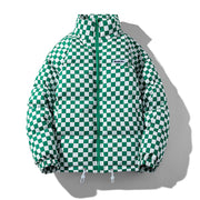 Chessboard Checkers Padded Jacket, Berlin Stylish Warm Cozy Jacket, Lightweight Fashion Puffer Jacket for Men, Outerwear Jacket - Plus size 5XL 1 1 Green 2XL 