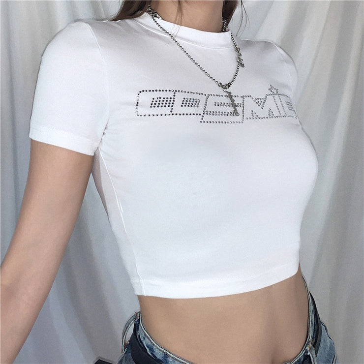 Cosmic Crop Top, Round Neck Sparkle Shirt, Y2k Crop Top, Aesthetic Bling Tops, Country Girl Shirt 1 1   
