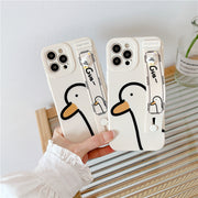 Crazy Duck iPhone 14 Case + Wristband, Duck with a knife cute  iPhone 14 Case iphone case 1   