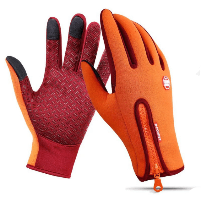 Warm Waterproof Cycling Gloves - Touchscreen Winter Gloves | Waterproof Fleece Lined, Motorcycle Riding loveyourmom Love Your Mom Orange L 