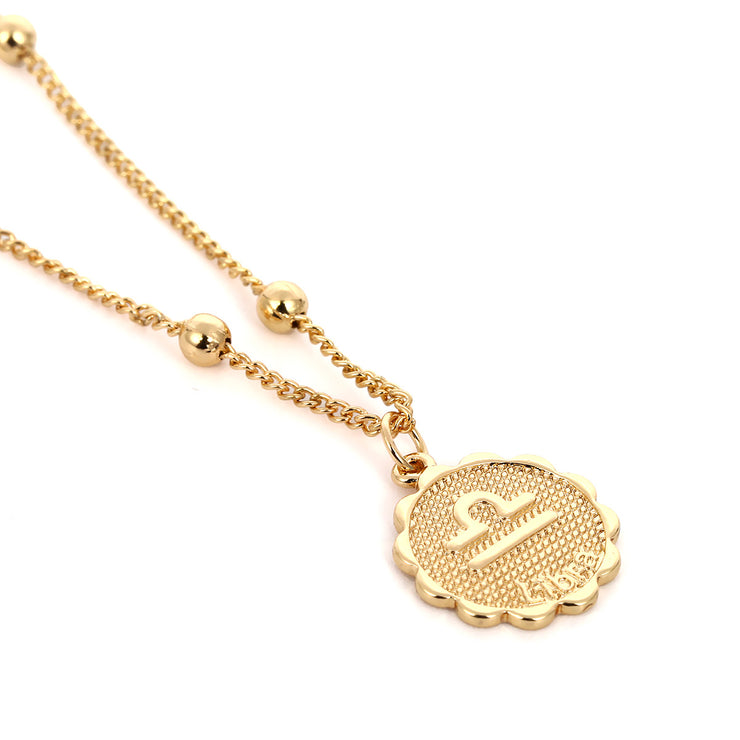 Gold Coin Necklace,Victorious Reflector, Greek Jewelry, Lariat Necklace, Medallion Necklace, Layering Jewelry, Aphrodite 1 1 Gold Libra 