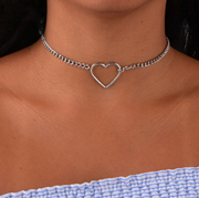 Heart Choker - Lolita Baddie Aesthetic Trendy Jewelry - Minimal Cute Gift Idea - Valentine gift for her - Dainty Cute Choker Necklace Grunge 1 1 silver  