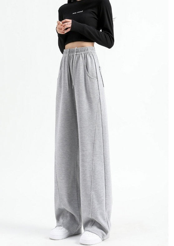 Women's Fashion Casual High Waist Drooping Loose Straight Casual Sweatpants, Relaxed Fit Baggy Clothes High Waist Pursuit Pants loveyourmom Love Your Mom Gray Lengthen L 