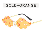 Anime cloud sunglasses with lightning pendants 1 1 Golden frame orange  