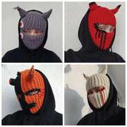 Cute Funny Ski Mask, Horns Creative Knitted Hat Beanies Warm Full Face Cover 1 1   