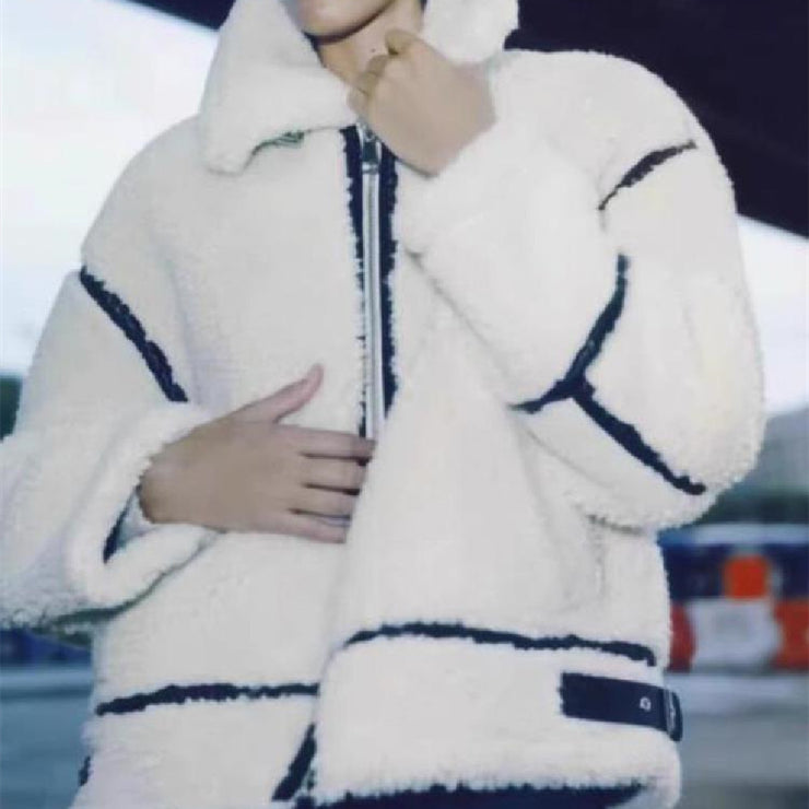 Copenhagen Style Berber Fleece Coat, Nordic White Warm Cozy Wool Zipper Coat, Fluffy Winter Coat Jacket, Harajuku Streetwear Lightweight Jacket 1 1   
