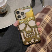 3D Hollow Skull Phone Case For iPhone 14 Gothic Skeleton Phone Case - Skull Soft Cover for iPhone Phone Case 1 Gold plating Iphone 11Pro Max 