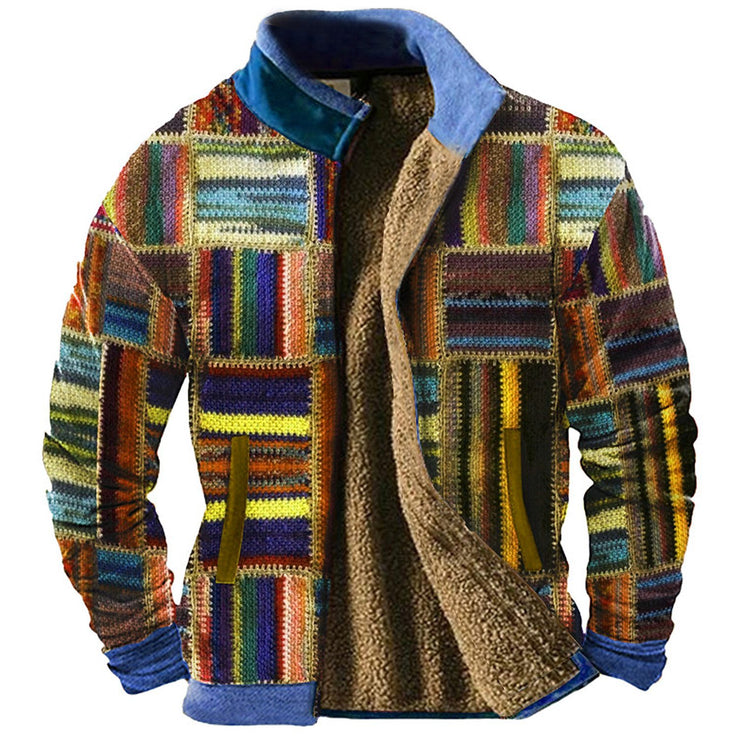 African Kente Style Warm Jacket, Patchwork Pattern Casual Festival Out Door Jacket Men - plus size loveyourmom Love Your Mom Zhlls02 007 2XL 