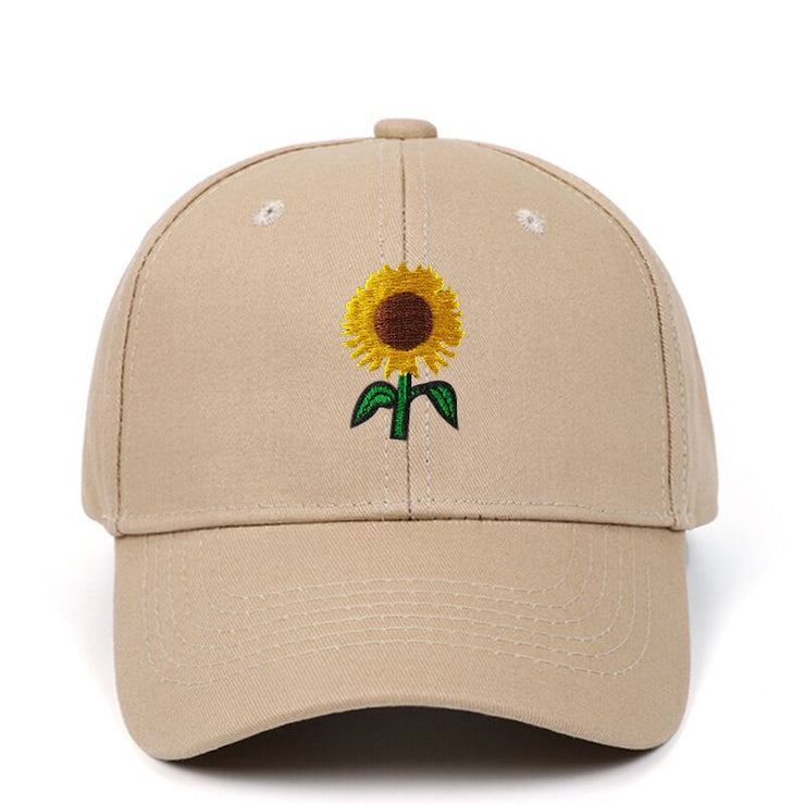 Sunflower Embroidered Cap Hat, Cute baseball Trucker Cap, Floral Summer Beach Hat, Adjustable, Country Flower Cap loveyourmom Love Your Mom Khaki adjustable 