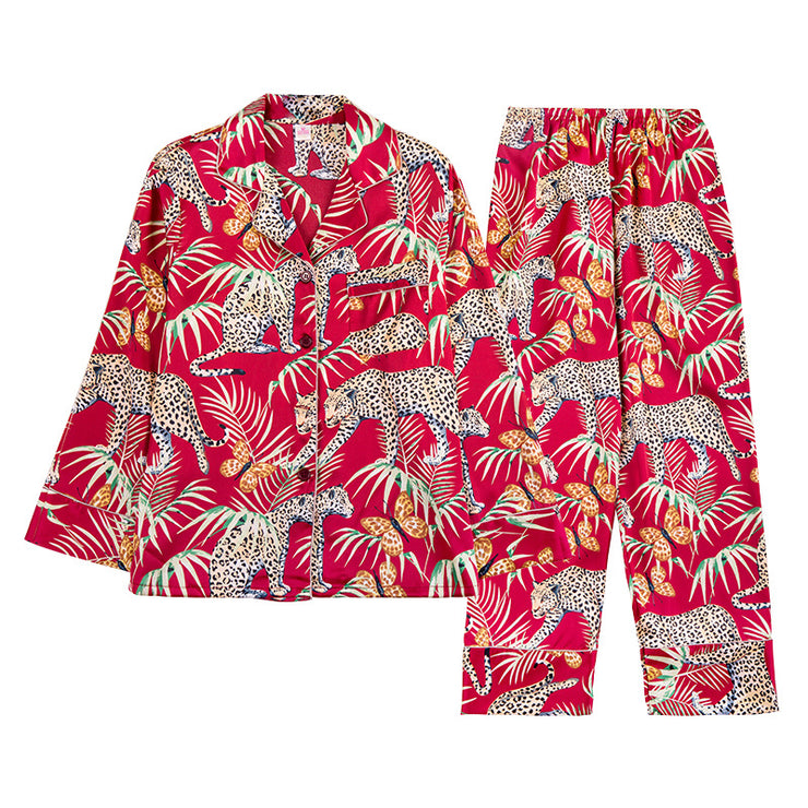 Silk Lady Pajama Shirt Set, Casual Botanical Printed Ladies Women Nighty Two Piece Set, Lounge Wear, Matching Set, Comfy Sleepwear 1 1   