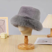 Women's Furry Imitation Fur Bucket Thickened Warm Hat loveyourmom Love Your Mom Gray Average Size 