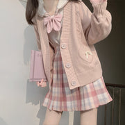Japanese Butterfly JK Uniform Jacket, Soft Warm College Style Jacket, V-neck Aesthetic Jacket, Highschool Jacket, Artisan Designer Jacket 1 1 Pink One size 