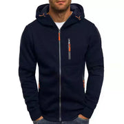 New York Men's Sweater Cardigan Hooded Jacket Zipper Pocket, Jacquard Jacket Sports Fitness Outdoor Leisure Running Solid Color Sportswear loveyourmom Love Your Mom Navy Blue 3XL 