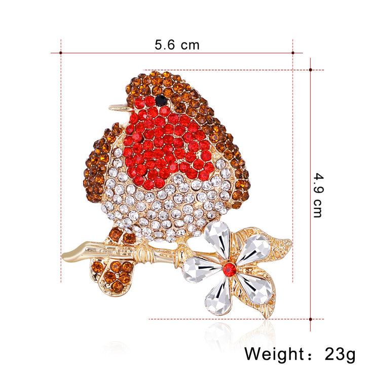 Stunning Robin Red Breast Diamante Brooch Pin - Christmas Brooch, great Christmas gift Mum Sister Aunty Nan 1 1   