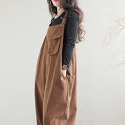 Army Green Brown Oversized Loose women's Harem Carrot Overalls, Simple Casual Oversized Cotton and linen Overalls with Big Pockets 1 1 Coffee L 