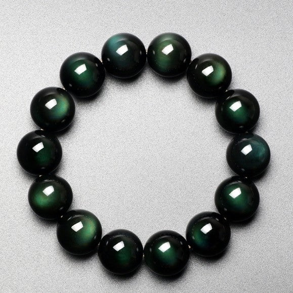 Buddha Stones Natural Green Eye Obsidian Wealth Bracelet loveyourmom Love Your Mom 10mm  