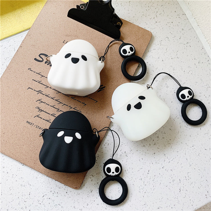 Cool 3D Ghost Halloween AirPods Cover Case + hanging ring, Halloween AirPods Gift Geek 1 1   