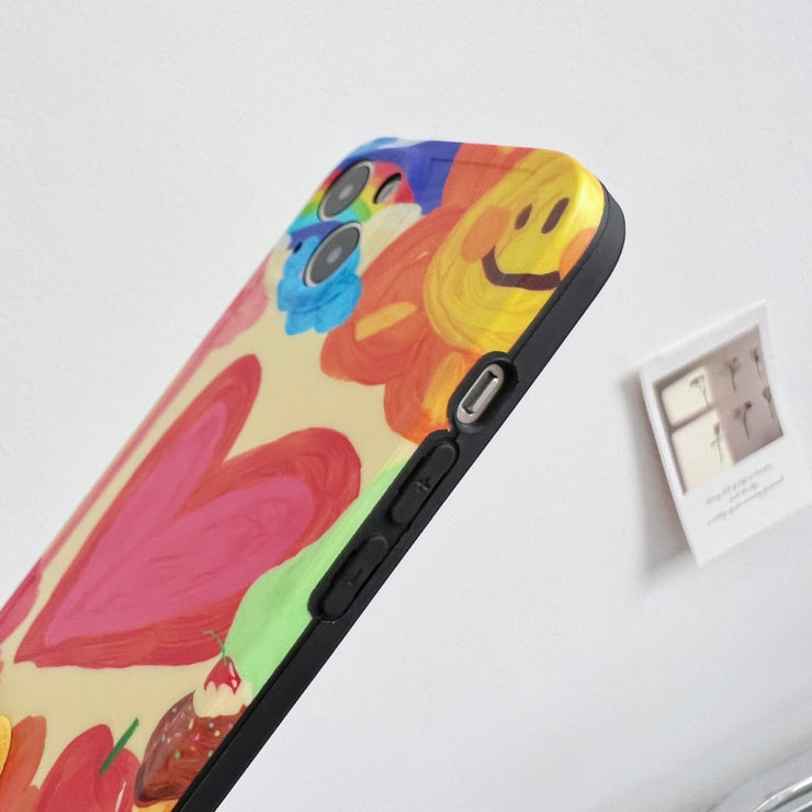 Graffiti Love Heart Rainbow iPhone 14,15 Case Cover. Cute For her Crossbody phone case Soft Shell 1 1 Monovalve IPhone11 