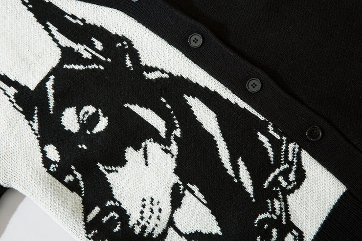 Doberman Japanese Vintage Sweater Knitwear, Rave Gothic Techno Top Sweater 1 Love Your Mom   