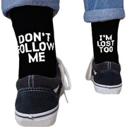 Funny Text Socks Unsex Gift, Don't Follow me Im lost socks loveyourmom Love Your Mom Black One size 