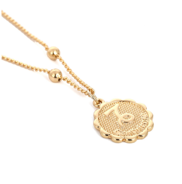 Gold Coin Necklace,Victorious Reflector, Greek Jewelry, Lariat Necklace, Medallion Necklace, Layering Jewelry, Aphrodite 1 1 Gold Capricorn 