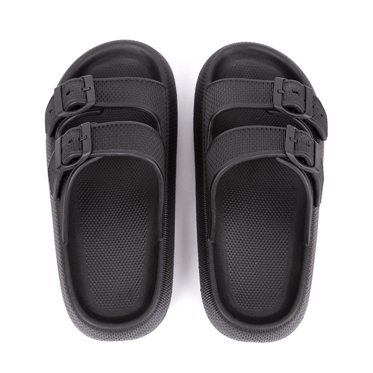 Two Buckle Foam Pillow Cloud Slides Unisex Non-Slip Comfy Soft Pillow Slippers,Thick-soled Eva Sandals And Slippers loveyourmom Love Your Mom Black 35to36 