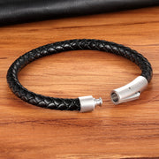 Classic Style Men Leather Bracelet. Simple Black Stainless Steel Button. Neutral Accessories. Hand-woven Jewelry Gifts 1 1   
