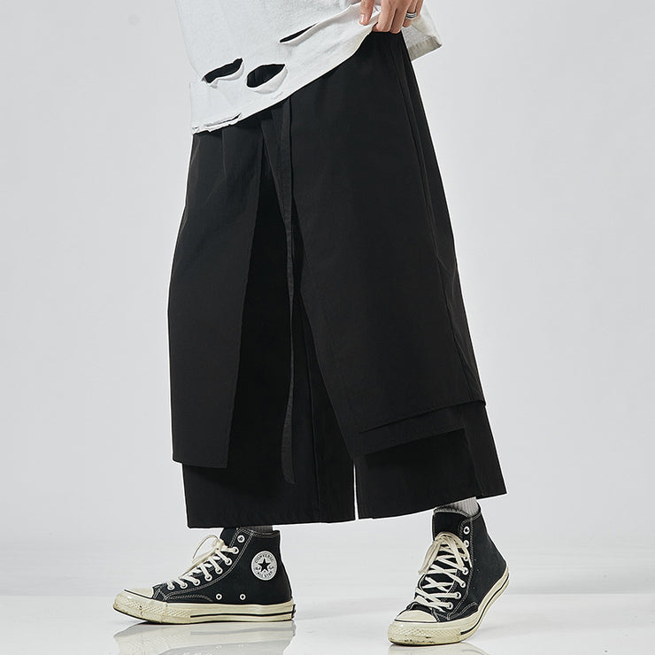 Japanese Style Kimono Harem Pants Mens Vintage Wide Leg Loose Joggers Loose Straight-Leg Pants 1 1 Black 2XL 