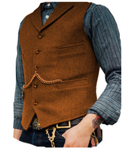 formal vest | Mens Tweed Lapel Vest Jacket Herringbone Waistcoat Casual | Sleeveless Tops Retro Vests Classic 1 1 Orange 2XL 