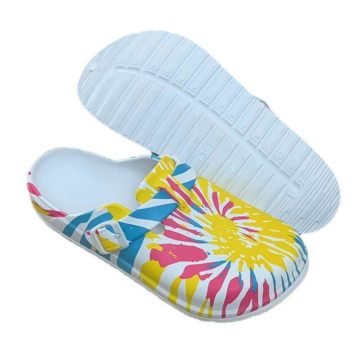 Cool Hipster Tie Die Clogs Shoes, Comfortable Summer Winter Shoes, Toe Cover, Beach Shoes, Girls Women Sandalr 1 1   