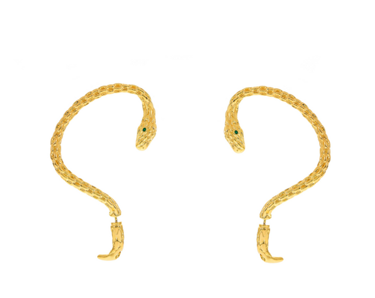 Silver Snake Earring, Aesthetic Jewelry Earrings For Women, Snake Front Back Stud Earrings, serpent ear jacket, unique earrings ,snake jewelry 1 Love Your Mom New Gold Pair 