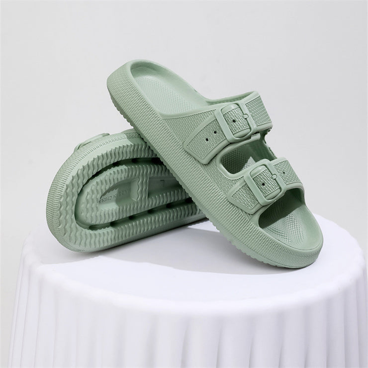 Two Buckle Foam Pillow Cloud Slides Unisex Non-Slip Comfy Soft Pillow Slippers,Thick-soled Eva Sandals And Slippers loveyourmom Love Your Mom Light Green 37to38 