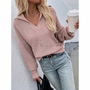 Women's Casual Knit Sweaters Jumpers Fashion Vintage Knitted Pullover Long Sleeve Cardigan Knitwear Lightweight Sweatshirts Tops for Women Girls V-Neck loveyourmom Love Your Mom Khaki L 