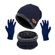 Winter Beanie Hats Scarf Gloves Set, Cashmere Padded Thick Warm Slouchy Beanies Hat Knit Skull Cap Neck Warmer - Set Of Three loveyourmom Love Your Mom Navy Blue Set of 3pieces 