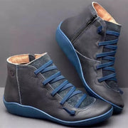 Copenhagen 2024 Handcrafted Women Leather Ankle Boots - Comfort Fit with Stylish Elastic Laces. loveyourmom Love Your Mom Grey blue 35 