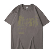 Japanese Cartoon Cat Shower Street Unisex Oversized T-Shirt, Cute Hip Hop Street tee Casual Cotton Summer Short Sleeveה 1 1 Dark Gray L 