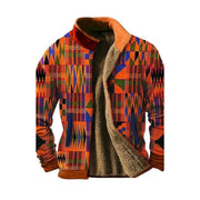 African Kente Style Warm Jacket, Patchwork Pattern Casual Festival Out Door Jacket Men - plus size loveyourmom Love Your Mom   