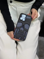 3D Hollow Skull Phone Case For iPhone 14 Gothic Skeleton Phone Case - Skull Soft Cover for iPhone Phone Case 1 Black matte Iphone 11Pro Max 