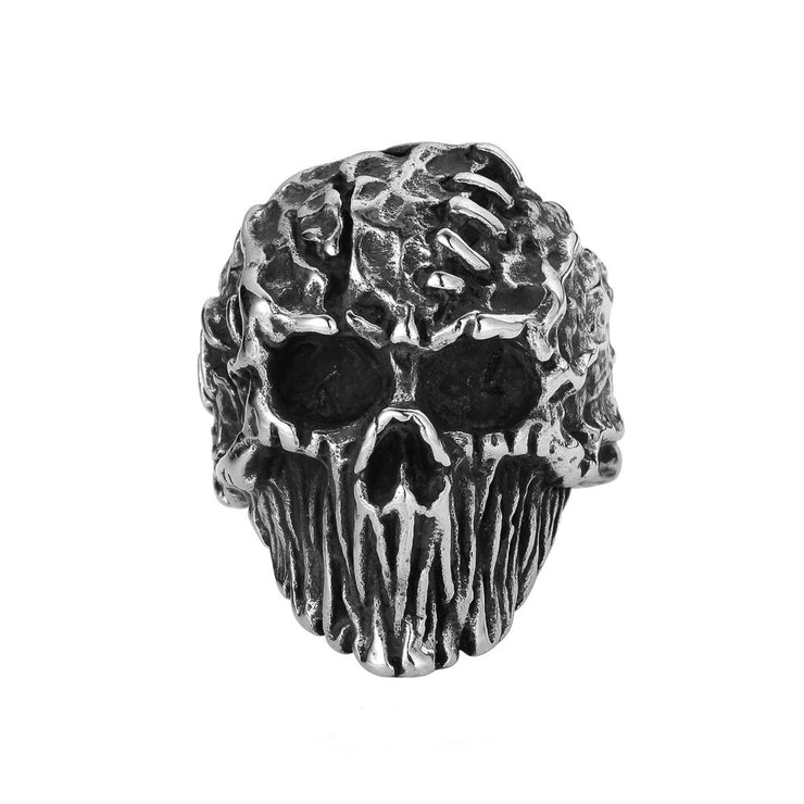 Skull Biker Metal Punk Raver Titanium Steel Ring Goth Gift him 1 1 Steel color No.10 