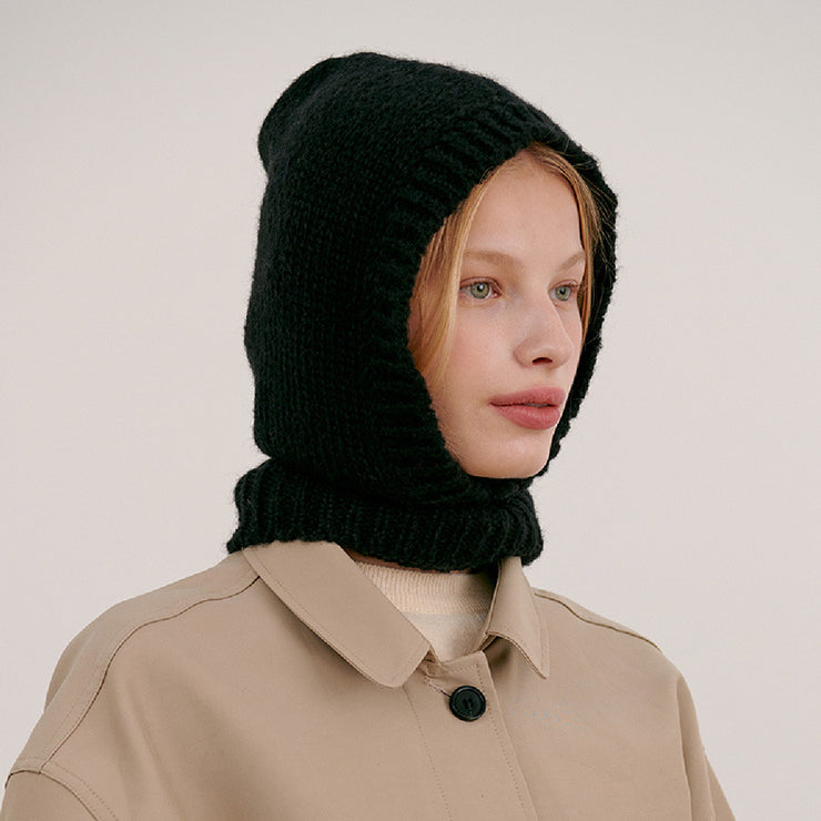 Knitted Balaclava,Wool Overhead Warm Wool Hats - schalmütze stricken, Cap Warm Ear Protection Scarf Wool Pullover Snood Hat 1 1 Black One size 