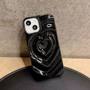 3D Heart Water Ripple iPhone Case, Cute iPhone Gothic case for her Phone Case 1 Black IPhone12 