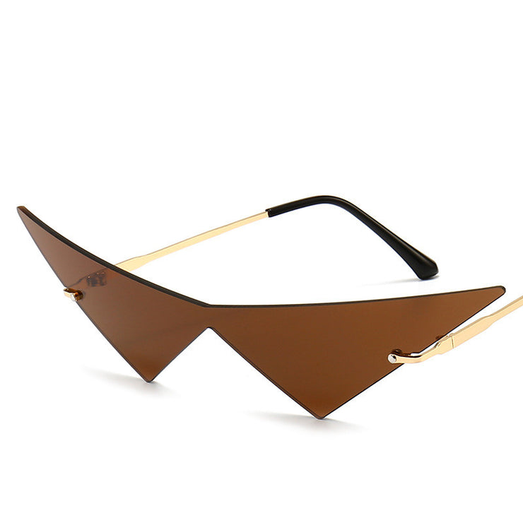 Retro Metal Triangle Sunglasses, Catwalk Sunglasses, Triangle Lens 1 1 Tea Be  