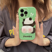 3D Panda iPhone 14 Case, Super Cute Panda Gift Green 1 1   