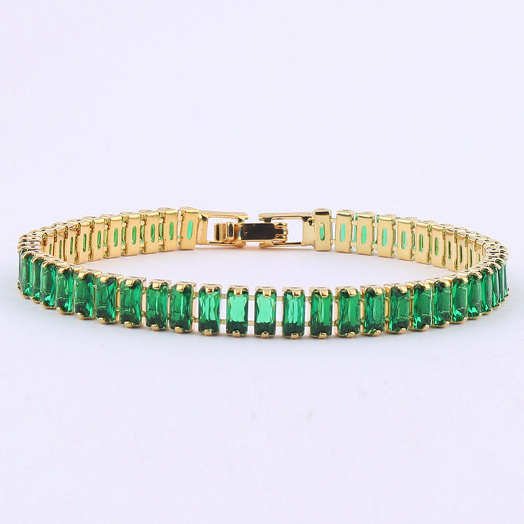 Green Zircon Bracelet For her, Emerald Look 1 1 Green zirconium gold  