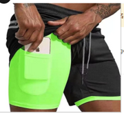 Running Workout Gym Short Pocket Pants, Summer Beach Leisure Pants Men, Double Shorts with Pocket, Mesh Sports Pants plus Size loveyourmom Love Your Mom Green A L 