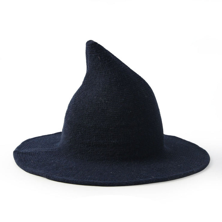 Unisex Gothic Witch Hat, Cute Halloween Wool Wizard Hat loveyourmom Love Your Mom Navy Blue M 56to58cm 