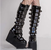 Metallic Belt Buckle Thick-soled High Boots Women 1 1 Black 35 